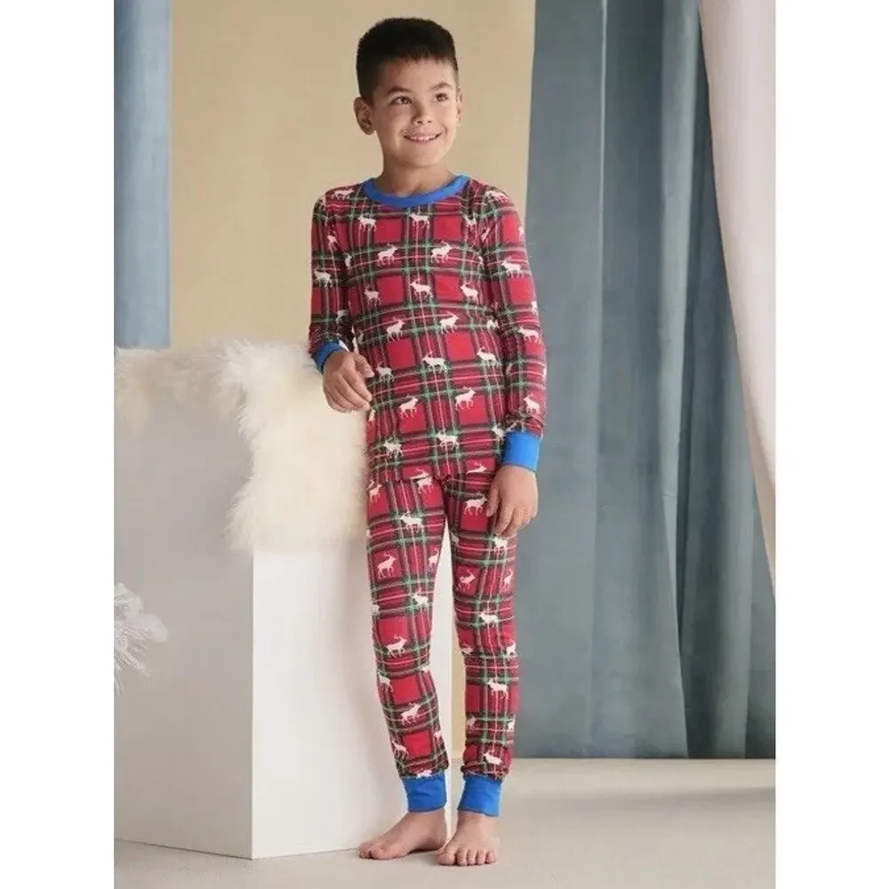 Hatley Boys Elk Plaid Pajama Set Sz 3 NWT